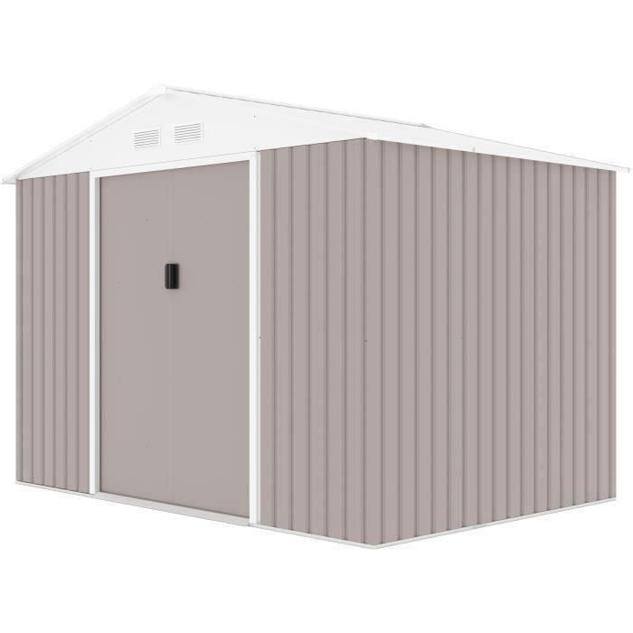 Caseta de jardín de acero 5,29 m² - Kit de anclaje incluido - Taupe