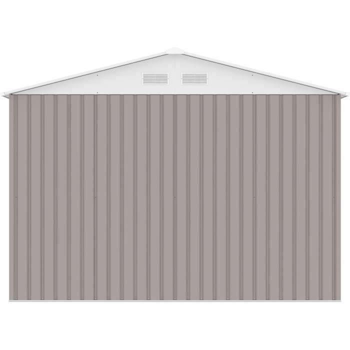 Caseta de jardín de metal 7,06 m² - 277 x 255 x 202 cm - Kit de anclaje incluido - Taupe 5 Caseta de jardín de metal 7,06 m² - 277 x 255 x 202 cm - Kit de anclaje incluido - Taupe 5