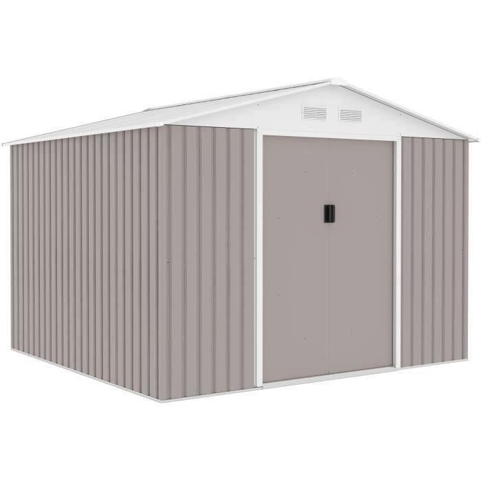 Caseta de jardín de metal 7,06 m² - 277 x 255 x 202 cm - Kit de anclaje incluido - Taupe Caseta de jardín de metal 7,06 m² - 277 x 255 x 202 cm - Kit de anclaje incluido - Taupe