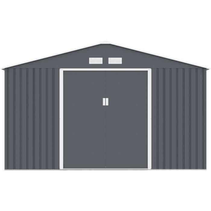 Caseta de jardín de acero 12,99 m² - Kit de anclaje incluido - Gris antracita