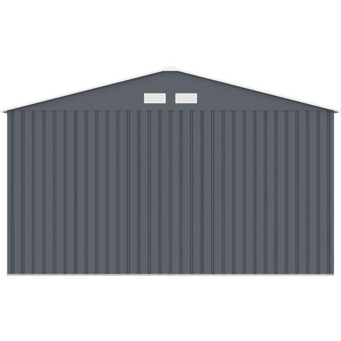 Caseta de jardín de acero 12,99 m² - Kit de anclaje incluido - Gris antracita