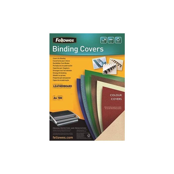 Fellowes Portadas Encuadernación A4 Cartón 250 gr Símil Piel Delta Cuero Fsc Azul Pack 100 Ud