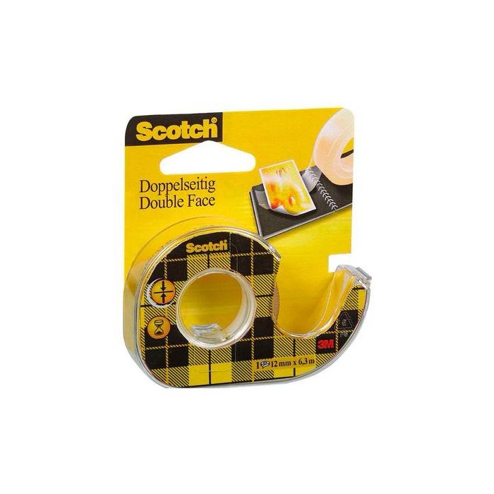 Scotch cinta adhesiva a doble cara 12mmx6,3m c/dispensador