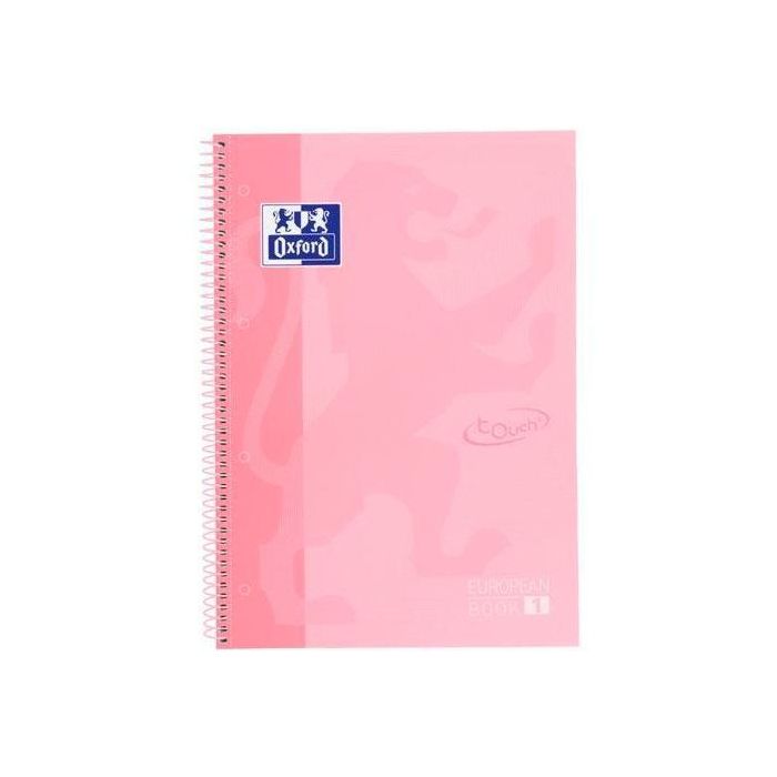 Oxford Cuaderno Touch Europeanbook 1 Write&Erase 80H A4+ 5x5 mm Microperforado T-Extradura Pack 5 Ud Flamingo Pastel