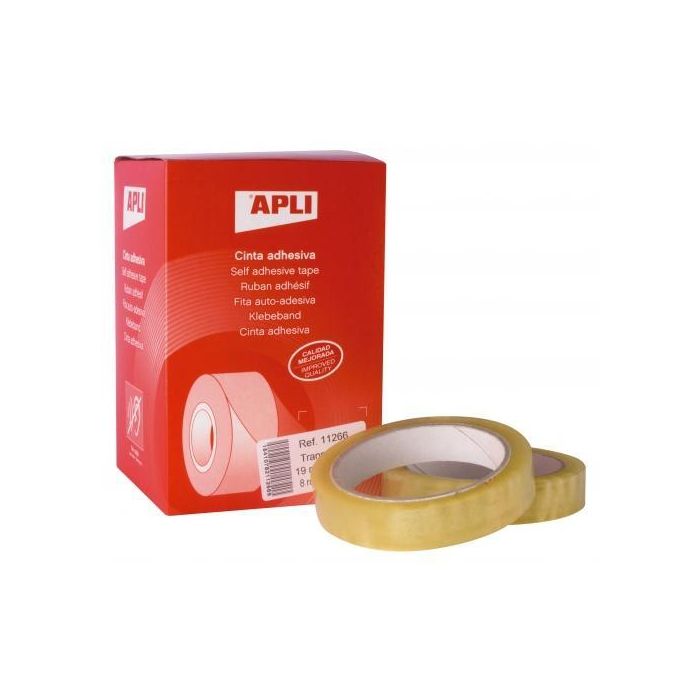 Cinta Adhesiva Apli Transparente 8 Piezas 19 mm x 66 m Cinta Adhesiva Apli Transparente 8 Piezas 19 mm x 66 m