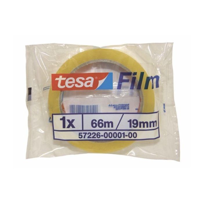 Tesa film cinta adhesiva transparente standard rollo 19mm x 66m en bolsita