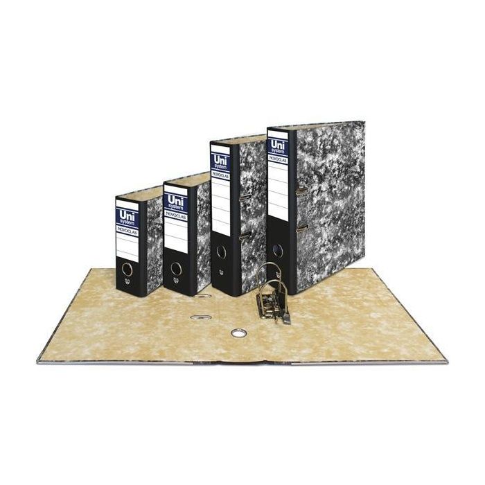 Unisystem novoclas archivador palanca 65mm cuarto natural rado cartón forrado negro