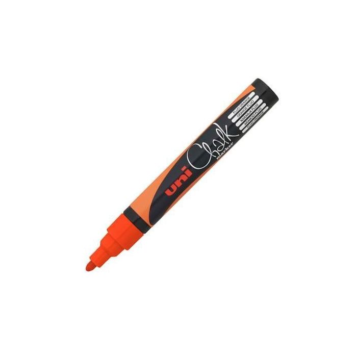 Uniball Marcador De Tiza Líquida Chalk Pwe-5M Naranja Flúor Caja 6 Ud