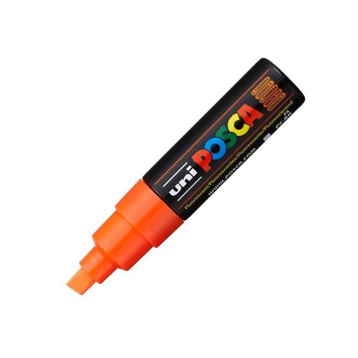 Posca Marcador Pc-8K No Permanente Punta Biselada 8.0 mm Naranja Fluor