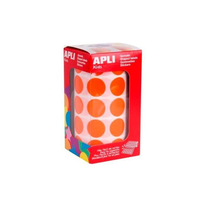 Apli Gomets Redondos 15 mm Rollo Naranja