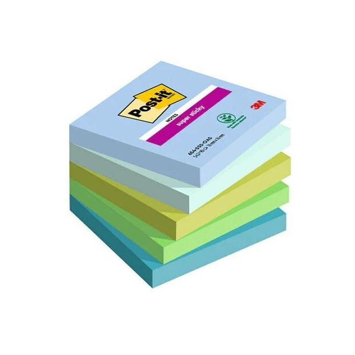 Post-It Blocs Notas Super Sticky 90 Hojas Colores Lugares Osasis 76x76 5 Blocs