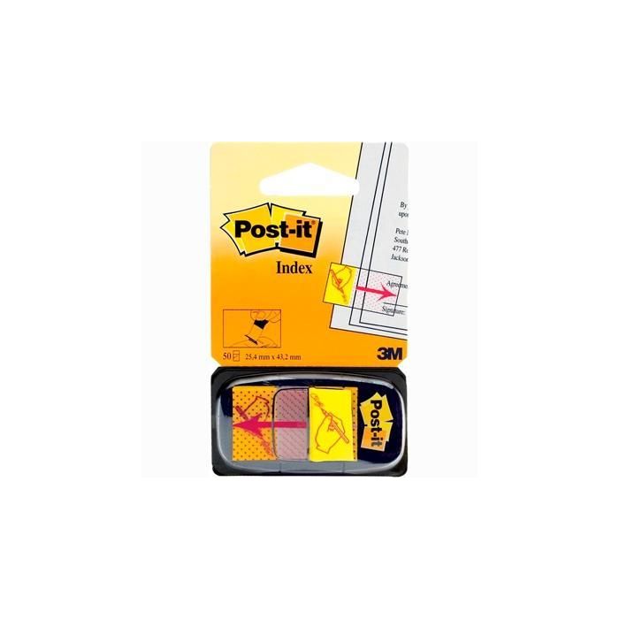 Post-It Index 680 Simbolo Firma Dispensador 1x50 Amarillo -12U-