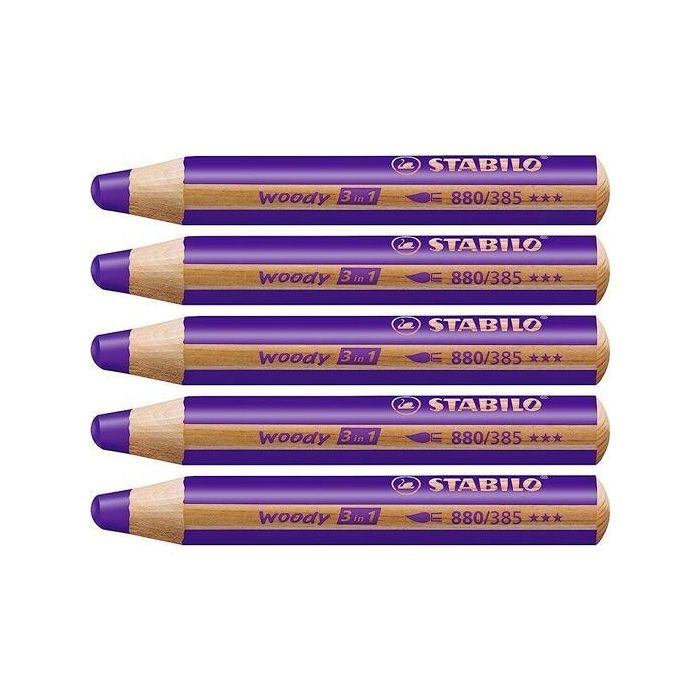 Stabilo Lápices De Colores Woody 3 En 1 Violeta Estuche 5 Ud