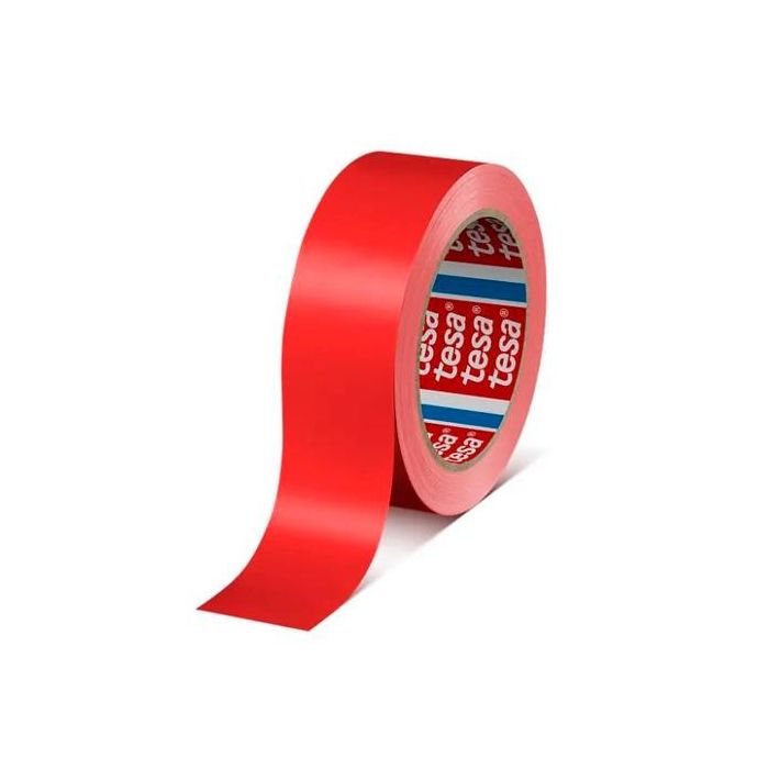 Tesa cinta de embalaje 60404 para sellar rollo 66m x 12mm pvc caja 12 ud rojo