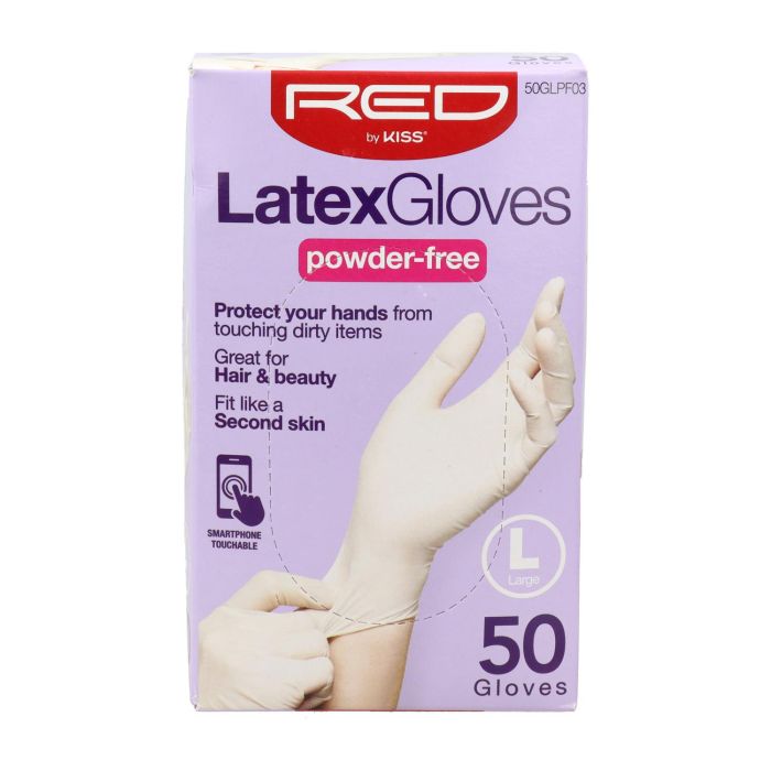 Red Kiss Powder Free Latex Gloves  L 50 Piezas Guantes