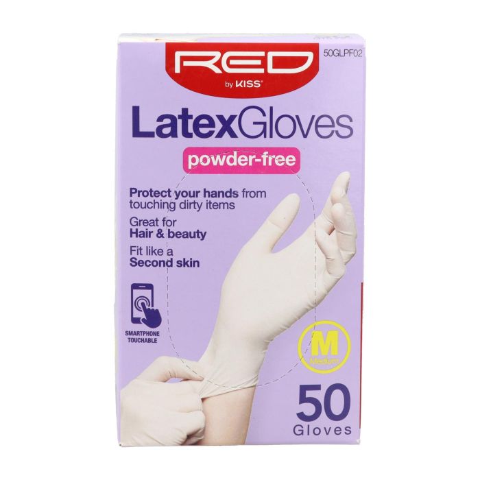 Red Kiss Powder Free Latex Gloves M 50 Piezas Guantes
