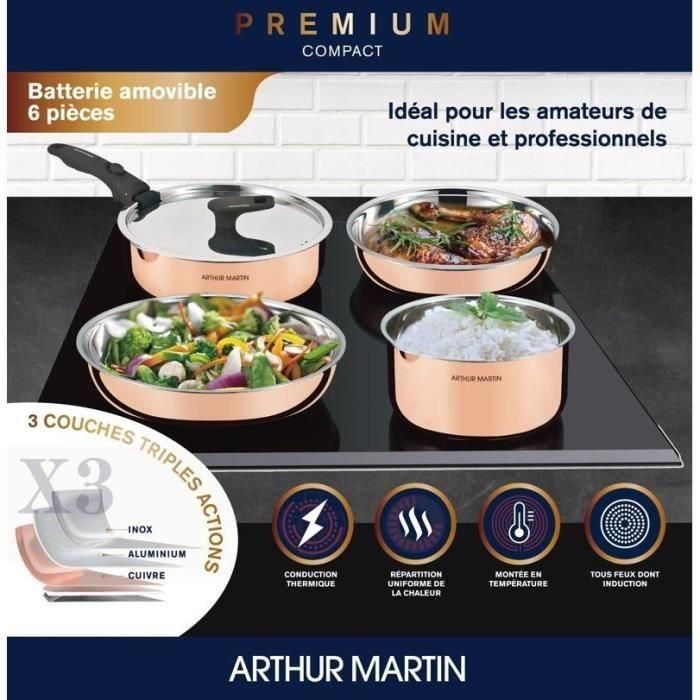 Batería de cocina de 6 piezas - ARTHUR MARTIN - AM516GT - 3 capas triple acción - Todas las fuentes de calor, incluida la inducción 1