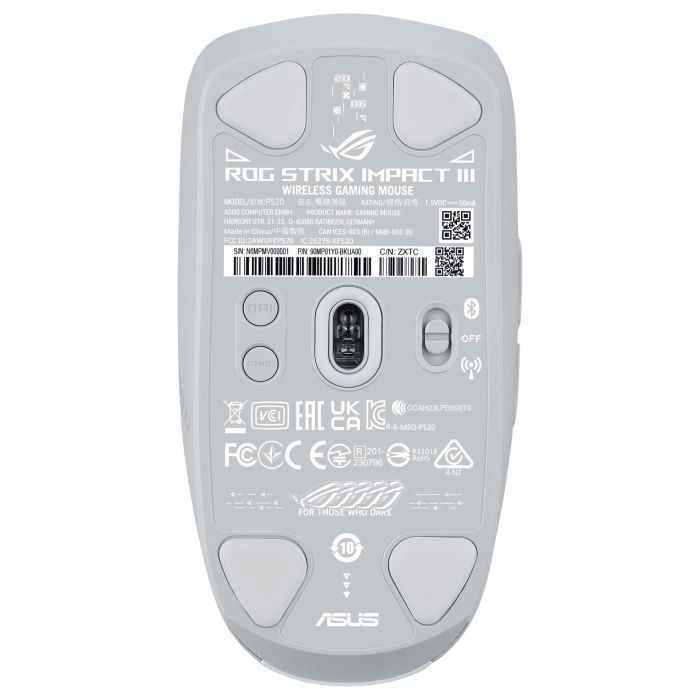 ASUS ROG Strix Impact III Wireless Ratón Gaming Ambidextro RF Wireless + Bluetooth Óptico 36000 DPI Blanco 90MP03D0-BMUA10 1
