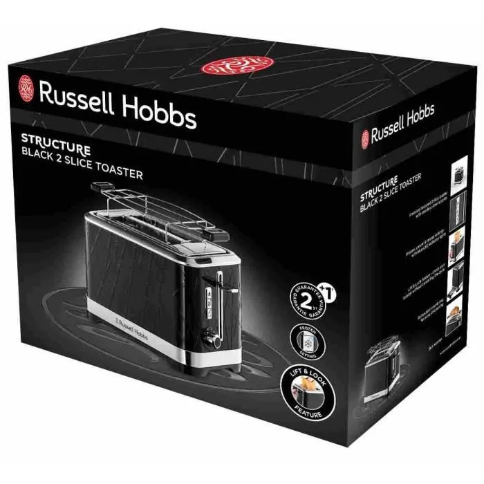 Russell Hobbs 28091-56 Tostadora con ranuras XL y calentador de repostería vienesa - Negro 1