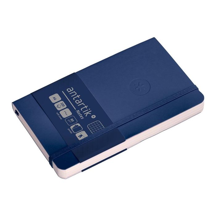 Cuaderno Con Gomilla Antartik Notes Tapa Blanda A6 Cuadricula Azul Marino 100 Hojas 80 gr Fsc 5