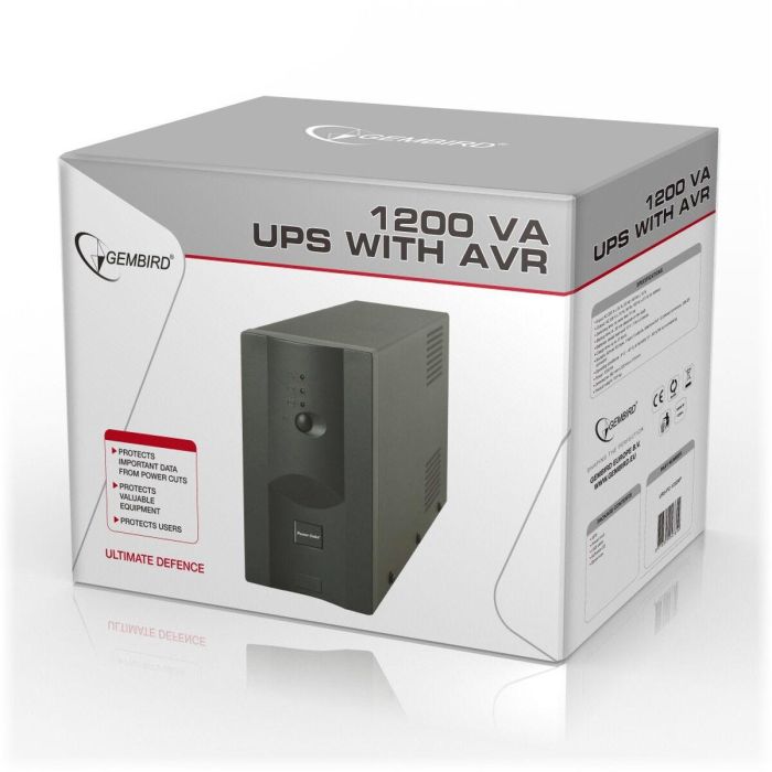 Gembird UPS-PC-1202AP Sistema Alimentación Ininterrumpida (UPS) Línea Interactiva 1.2kVA 720W 4 Salidas AC Torre Negro 1