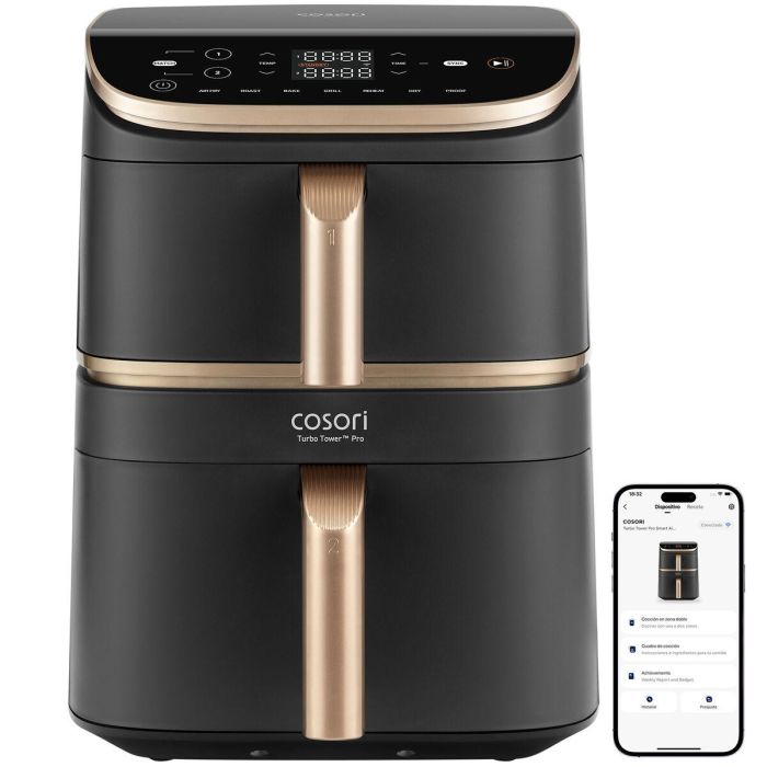 Cosori AAAVL96408 Freidora sin aceite Turbo Tower Pro Smart 10.8 L, 2 depósitos, 7 programas, 2630 W, color negro 4