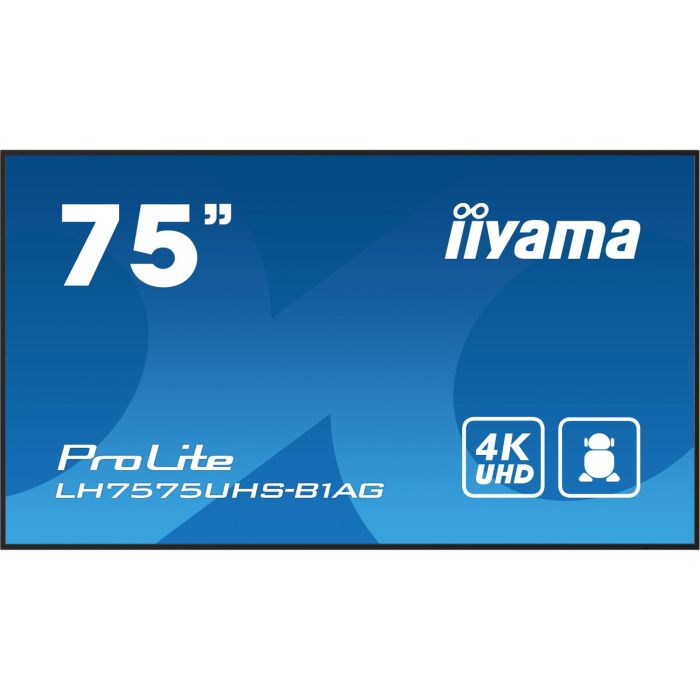 IIYAMA LH7575UHS-B1AG Pantalla Digital IPS 75" 4K UHD para Señalización 24/7 con Android 11, HDMI y DP 1 IIYAMA LH7575UHS-B1AG Pantalla Digital IPS 75" 4K UHD para Señalización 24/7 con Android 11, HDMI y DP 1