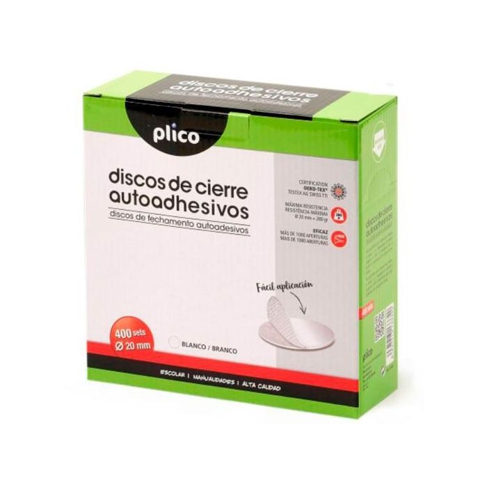 Plico Discos De Cierre Textil Autoadhesivo Ø20 mm -Caja 400 Discos- Blanco Plico Discos De Cierre Textil Autoadhesivo Ø20 mm -Caja 400 Discos- Blanco