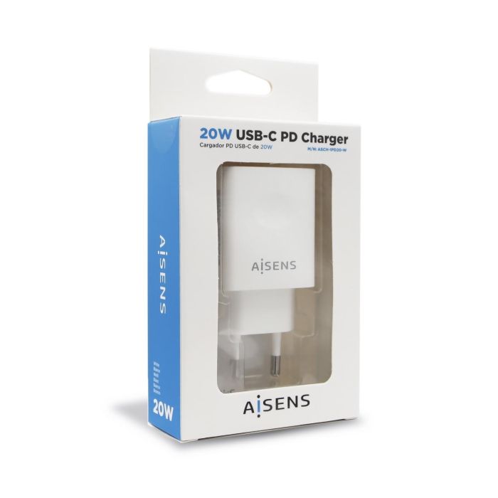 Cargador de Pared Aisens ASCH-1PD20-W Blanco USB-C
