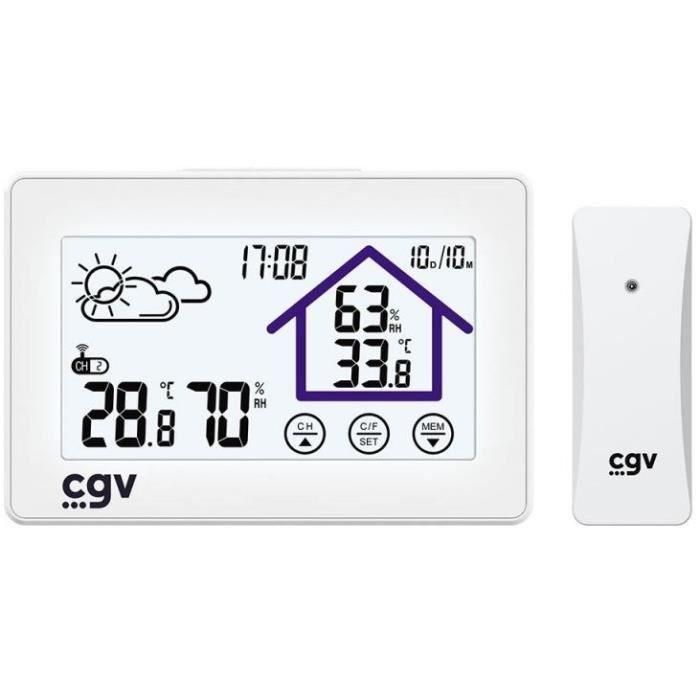 CGV MY METEO-1BM Estación Meteorológica Inalámbrica con Pantalla de Control Táctil, Función de Reloj y Calendario Integrados 2