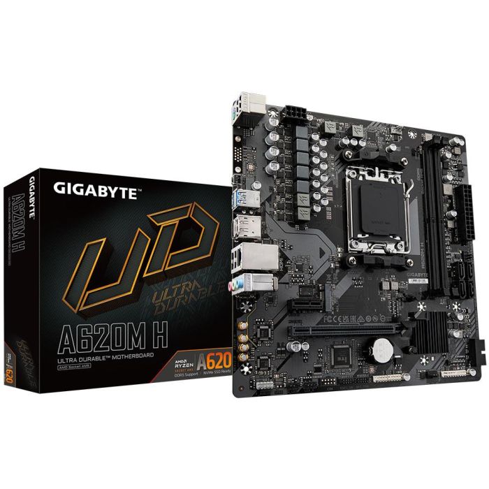 Gigabyte Placa base AM5 A620M H - Chipset AMD A620, Zócalo AM5, Soporta CPUs AMD Ryzen 8000 y 7000, DDR5 0 Gigabyte Placa base AM5 A620M H - Chipset AMD A620, Zócalo AM5, Soporta CPUs AMD Ryzen 8000 y 7000, DDR5 0