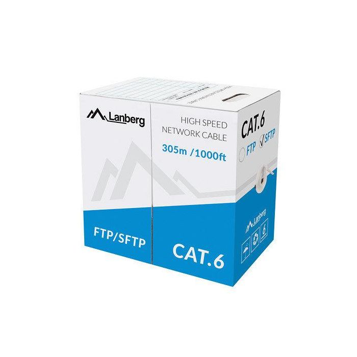 Lanberg LCS6-11CU-0305-S Bobina Cat.6 SFTP 305M Sólido Gris