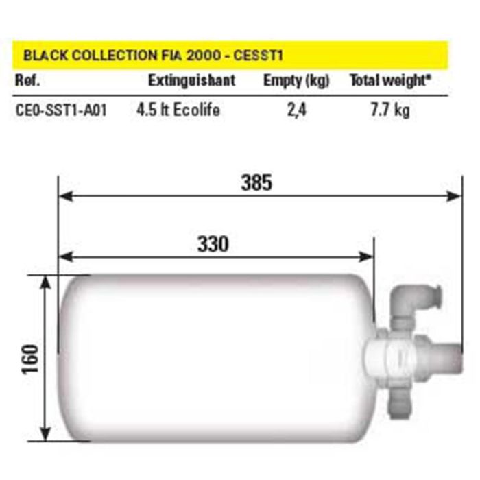 Omp Racing OMPCE0-SST1-A01 Sistema Extintor Eléctrico de Acero 4.25L Negro Homologado 7.7 kg 1