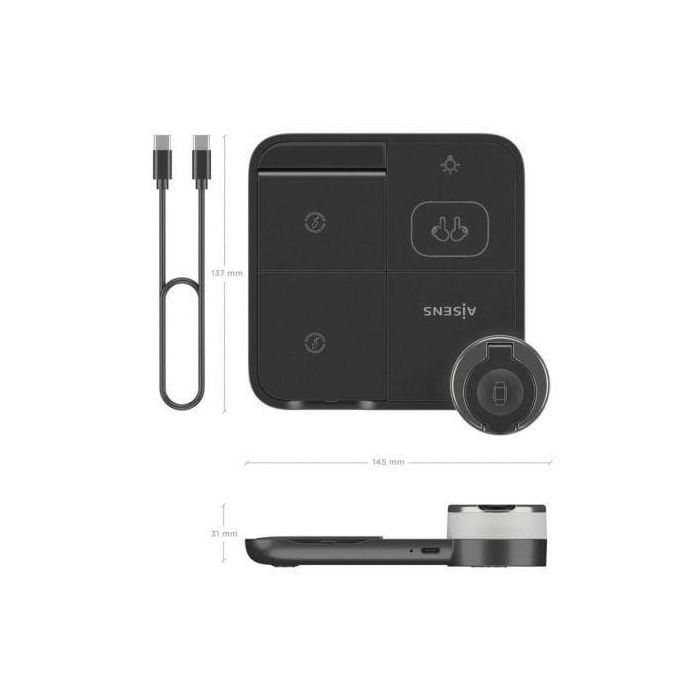 Cargador Inalámbrico Aisens ASCH-15W4WC062-BK Negro 15 W 4