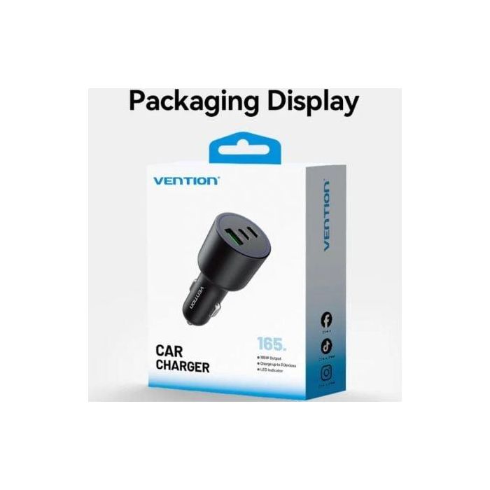 Cargador de Coche Vention FFPB0/ 2xUSB-Tipo C/ 1xUSB/ 165W 3 Cargador de Coche Vention FFPB0/ 2xUSB-Tipo C/ 1xUSB/ 165W 3