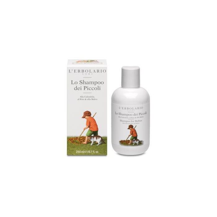L'ERBOLARIO Champú Niños 200 ml con Malva, Caléndula y Arroz, sin siliconas, parabenos ni sulfatos