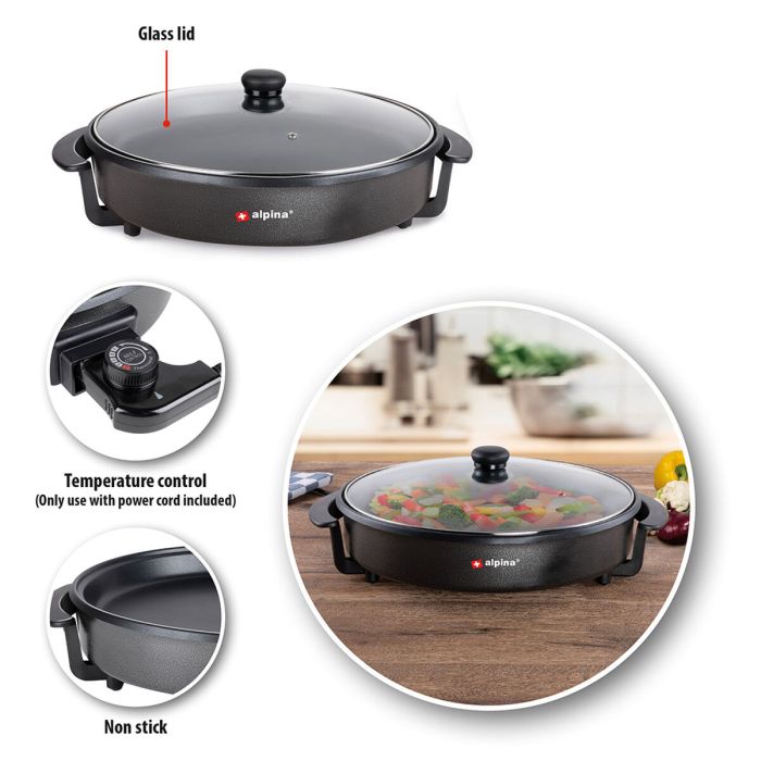 Cazuela Eléctrica Multiusos Alpina Ø 40 cm Vidrio 4