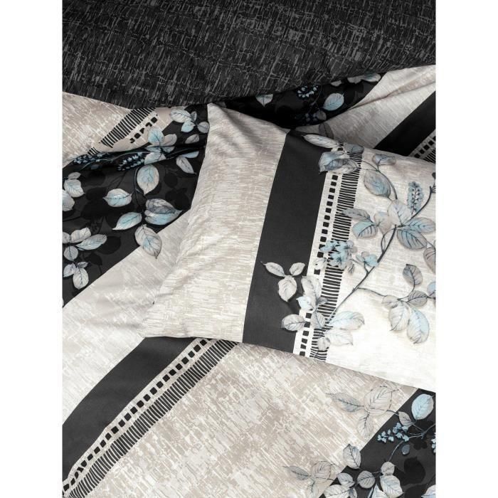 Juego de cama - 1 funda nórdica 220x240 cm + 2 fundas de almohada 60x60 cm - 100% algodón - Antracita 1 Juego de cama - 1 funda nórdica 220x240 cm + 2 fundas de almohada 60x60 cm - 100% algodón - Antracita 1