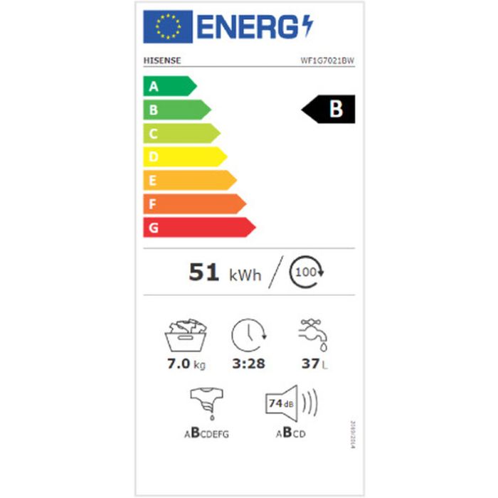 Lavadora Hisense WF1G7021BW 60 cm 1200 rpm 7 kg 1