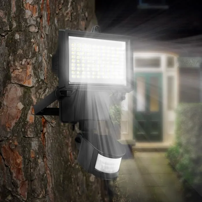 Lumi Jardin Proyector Solar Cooper Black H 22 cm Negro, Iluminación Potente, Panel Solar Remoto, LED Blanco, Detector Movimiento 3