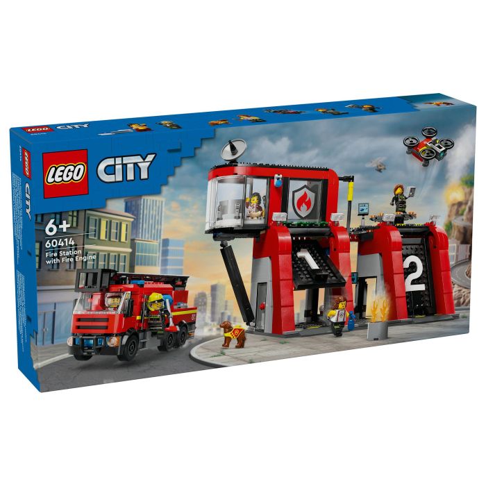 LEGO 60414 Estación de Bomberos y Camión de Bomberos, Figura de Perro de Juguete y 5 Minifiguras, Regalo Infantil 2