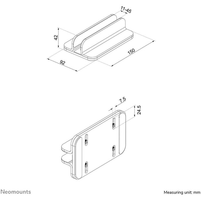 Neomounts NSLS300BLACK Soporte Vertical para Portátil 11-17 pulgadas Universal Ajustable de Aluminio Negro hasta 5 kg 2
