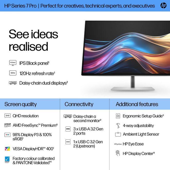 HP 727pq Monitor Serie 7 Pro 27 pulgadas QHD con Colores Vivos y Alta Precisión Visual 2