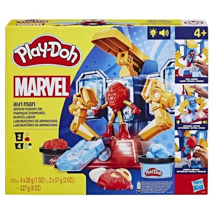 HASBRO Laboratorio de armaduras Iron Man Marvel Play-Doh para moldear plastilina, figura de acción con luces y sonidos, 227g 2 HASBRO Laboratorio de armaduras Iron Man Marvel Play-Doh para moldear plastilina, figura de acción con luces y sonidos, 227g 2