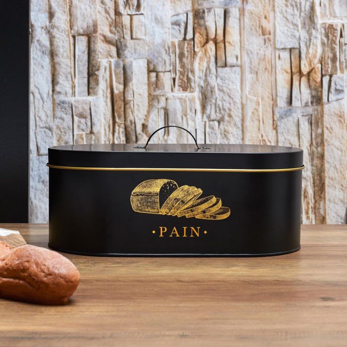 Cook Concept Caja Metal "Pain" Lounge - Negro mate con dorado, 34x18x17 cm 1 Cook Concept Caja Metal "Pain" Lounge - Negro mate con dorado, 34x18x17 cm 1