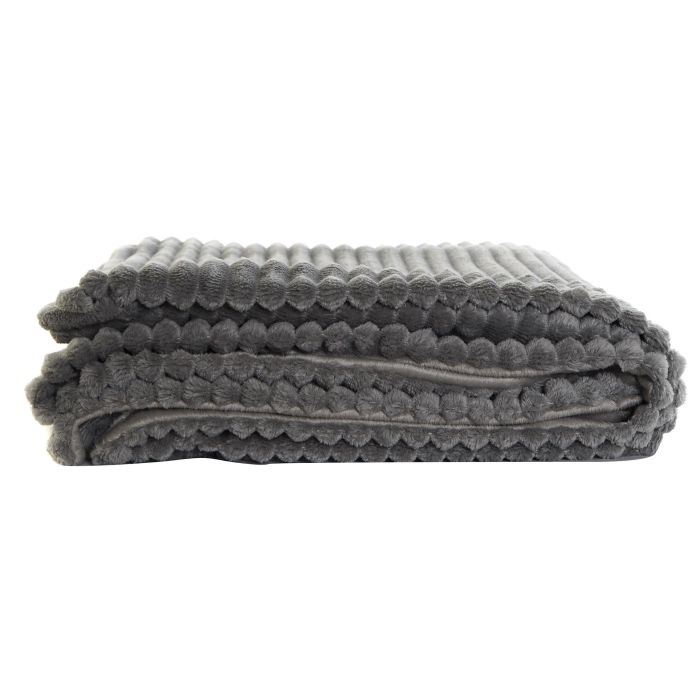DKD Home Decor Manta Básica de Poliéster Gris 200x150 cm 260 gsm 1 DKD Home Decor Manta Básica de Poliéster Gris 200x150 cm 260 gsm 1