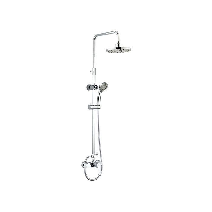 Rousseau Columna de Ducha Shenti con Grifo Monomando Mecánico, Cabezal Ø 207mm, Ducha de Mano 3 Chorros Antical, Cromo Rousseau Columna de Ducha Shenti con Grifo Monomando Mecánico, Cabezal Ø 207mm, Ducha de Mano 3 Chorros Antical, Cromo