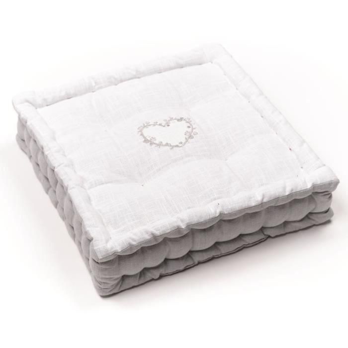 Today TOD1700239379098 Cojín de suelo HOY CHARME, Slub Chambray con Bordado Constance, 40x40x10 cm 4