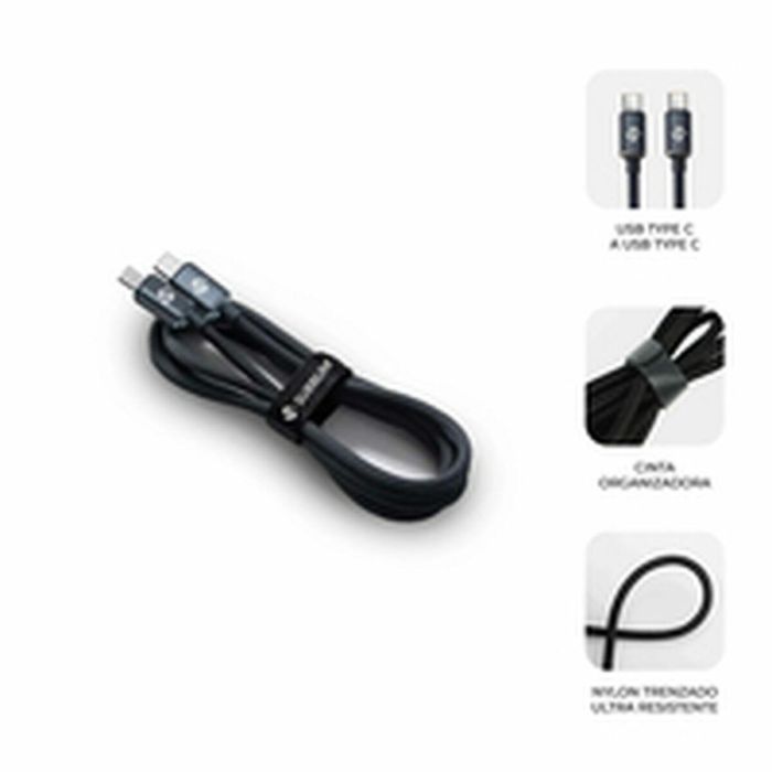 Cable USB-C a USB-C Subblim OPTIMUS Negro 2 m 15 Cable USB-C a USB-C Subblim OPTIMUS Negro 2 m 15