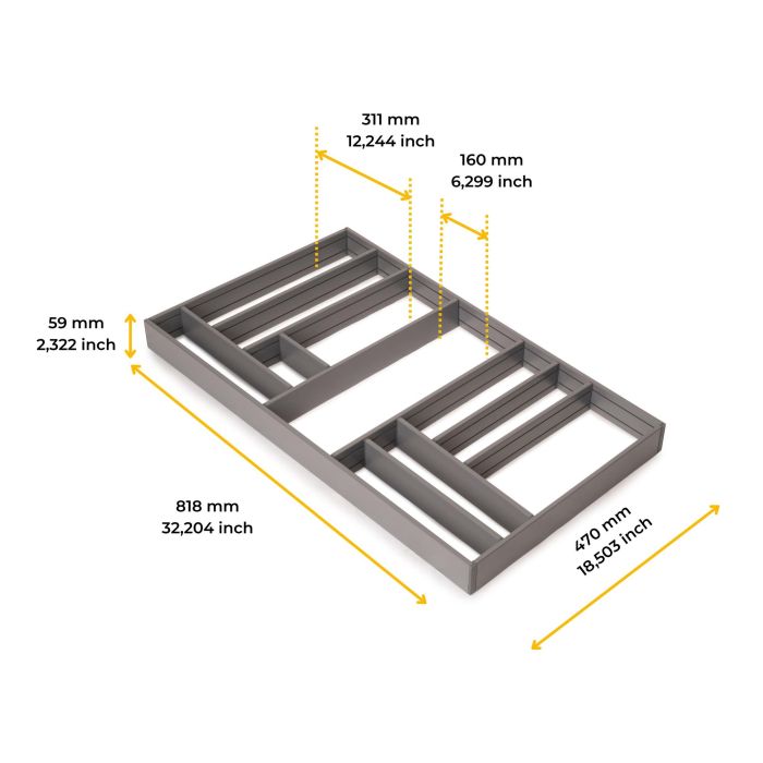 Emuca Organizador para cajón Alumount 900x500, Aluminio, Gris antracita 3 Emuca Organizador para cajón Alumount 900x500, Aluminio, Gris antracita 3